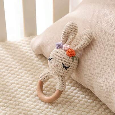 手工编织摇铃玩具，多色/动物造型，适合0-3岁宝宝，助眠，专注力训练，易于宝宝抓握，混纺面料，促进视觉和听觉发育，训练抓握能力，吸引宝宝注意力，摇铃声舒缓。