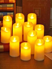 1pc Realistic Flickering Wick LED Candle Light With Battery, Electronic Candle Lamp For Wedding, Engagement, Proposal, Holiday And Anniversary Decoration, Battery Powered Flameless Candle, Home Decor Lighter Candle, Wedding Candle Light, Wishing Candle Light, Indoor Bedroom Decor Candle, Christmas Decoration Candle - Yellow Light - View 8