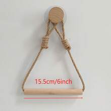 1 Piece Bohemian Style Wall-Mounted Paper Towel Holder, Farmhouse Natural Bathroom Accessory, Can Hold 2 Rolls, Self-Adhesive Installation, Modern Minimalist Design, Wooden Embellishments, Durable Material - 1個 - 查看 4