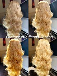 613 Blonde Lace Front Wigs For Women Body Wave Lace Front Wigs With Colorful Long Water Natural Wavy Skunk Stripe Glueless Wigs Soft Hair Heat Resistant Wavy Wig For Women Perfect For Daily Wear Parties Special Occasions - Tóc vàng - Xem 8