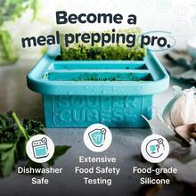1/2 Cup Silicone Freezer Molds With Lids, Perfect For Storing Soups, Sauces, Juices, Desserts, Smoothie Prep And More, 1/2 Cup Silicone Freezer Trays - Aqua - 2-Pack - Nước - Xem 6