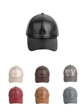 1pc Smooth PU Leather Casual Baseball Cap For Men And Women, Suitable For Daily, Travel, Outdoor, Sports, Cycling, Sightseeing, Street, Party