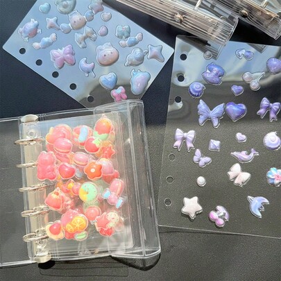 1套A6 A7 M5透明活页夹内页，透明贴纸背衬，透明贴纸书，贴纸册，文化邮票页，邮票册补充页，3D贴纸书贴纸板，贴纸书，用于制作贴纸书，书籍封面，办公用品