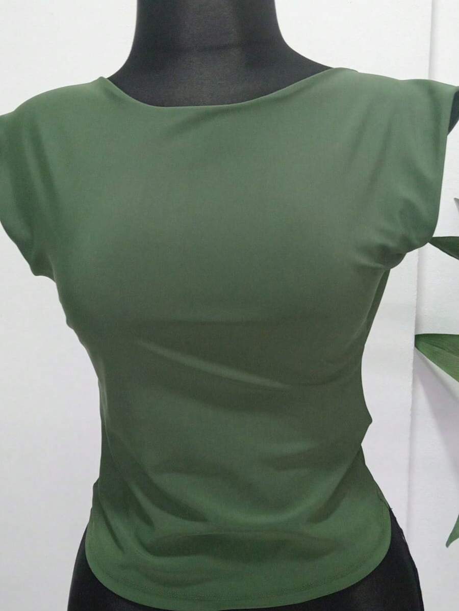 Blusa Básica de Manga Corta - Verde - Ver 1