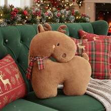Almohada navideña de peluche con diseño de Papá Noel, muñeco de nieve, árbol de Navidad o reno. Suaves y adorables, ideales para decorar tu hogar en estas fiestas. - Blanco - Ver 4