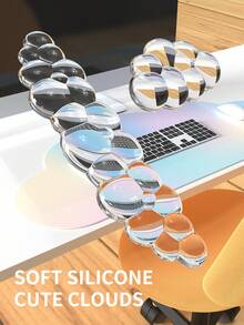 1 Set Of Crystal Transparent Cloud Wrist Pads, Used For Mouse Pads, Keyboard Palm Pads, Wrist Support Pads - Cool And Comfortable