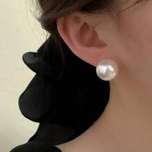 925 Sterling Silver Earrings, Minimalist Natural Freshwater Pearl Flat Bun-Shaped Earrings, Mother's Day Gift, Daily Wear Jewelry, 0.9g