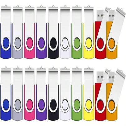 8GB Flash Drive, SRVR Thumb Drives 20 Pack, 8 Gig USB Drive With Lanyards Metal Swivel 8GB USB Memory Stick Pen Drive With LED Indicator(20 Mixed Color)