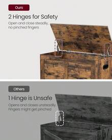 Storage Chest, Storage Bench, Blanket Box With 2 Safety Hinges, Shoe Storage Bench, Rustic Style, 40 X 80 X 46 Cm, For Hallway, Bedroom, Living Room, Rustic Brown - Brown - View 3