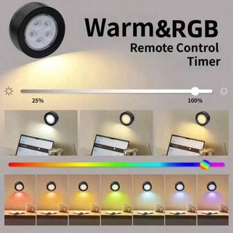 1/3/6pcs LED Wall Lamp, Battery Powered RGB Dimmable Wireless Bedside Lamp, Button Control, Adjustable Color Temperature And Timing Function, Wall Mounted Reading Lamp, Art Display Lamp, Suitable For Living Room, Bedroom, Kitchen, Reading Lamp