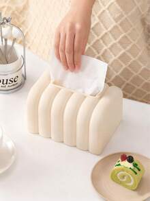 Porte-boîte de mouchoirs en forme de pain beige, un design facile à utiliser pour la décoration de la salle à manger et du salon, décoration d'intérieur simple - Blanc - Voir 6