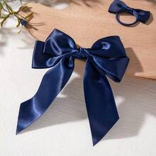 bilicaca 49pcs Navy Blue Hair Accessories Set, Handmade Headband, Hair Clips, Hair Ties, Ponytail Hair Bands Combination, Back To School Hair Accessories - Navy Blue - View 8