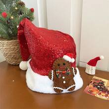 Gorro de Papá Noel familiar, gorro navideño para adultos y niños para fiestas de Navidad, disfraz de Papá Noel - Sombrero de hombre de jengibre marrón - Ver 5