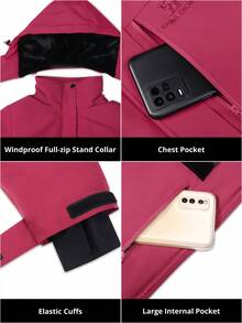 CAMEL CROWN Women's Waterproof Warm Ski Jacket With Fleece Lining And Hood, Winter Ski Wear - Pink - View 5