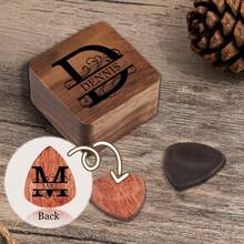 1 PC Personalized Guitar Picks, Custom Wooden Guitar Pick Case Box With Engraving, Wood Guitar Pick Organizer Music Gift For Guitarist Musician - Walnut - View 9
