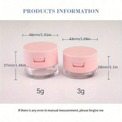 1pc Portable Fragrance-Free Mini Makeup Powder Compact, Transparent Compact Design With Mirror, Sifter And Lid, Includes Powder Puff - 3g/5g Capacity, Suitable For Daily Carry, Outdoor Travel, Home Use, Convenient Makeup Powder Storage