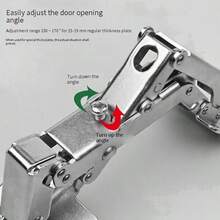 2/4pcs Polished Metal Kitchen Cabinet Door Hinges - 170 Degree Large Angle, Easy Surface Mount With Screws Included - Silver - View 4