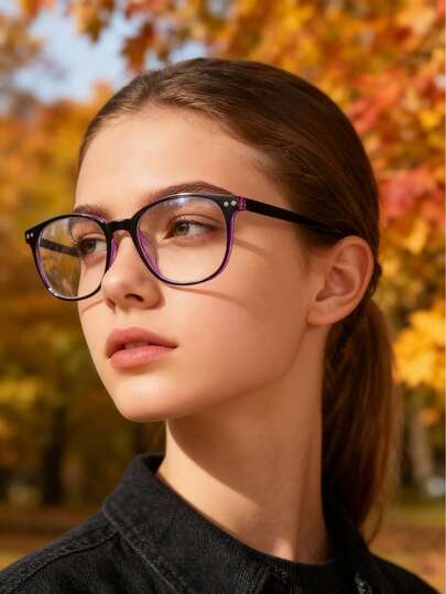 1/5PCS 无妆必备冷茶眼镜 - 冷茶色镜框 - 无妆镜架 - 防辐射、瘦脸镜架