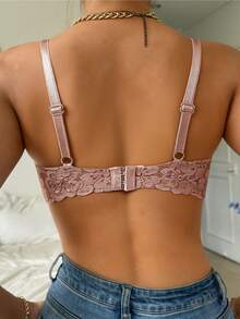 Pink Sexy Lace Bra For Women, Comfortable Supportive Breathable Thin Cup Everyday Wear - Pink - View 3