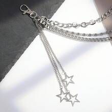 1pc Unique Hip-Hop Metal Chain Star Pants Chain Waist Chain Women's Skirt Pants Chain Accessories - 白K - 查看 3