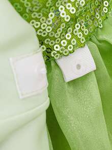 Young Girls Purple Sequin Cap Sleeve Mesh Princess Dress, Suitable For Parties - Green - View 8