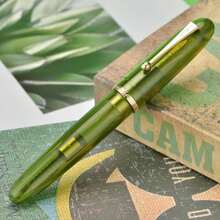 Jinhao 9019 DaDao Series Fountain Pen, Size 8 Fine Cardiogram Nib With Large Ink Converter, Transparent Olive Green Acrylic Design Smooth Writing Pen (Gold Trim) - MàuF - Xem 7