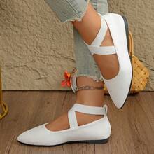 Bailarinas clásicas de moda para mujer de punta fina en negro, zapatos planos antideslizantes para exteriores, zapatillas de deporte de punta fina, mocasines, bailarinas, zapatos slip-on, bailarinas con correa elástica, bailarinas de corte bajo, bailarinas con estampado de leopardo, adecuados para fiestas, escuela, uso diario, fitness al aire libre, senderismo - Blanco - Ver 6