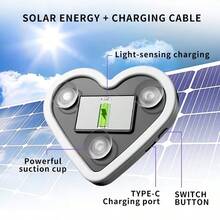 A Heart-Shaped Neon Light For Car Windows, Powered By Solar Or USB, Creating Ambient Atmosphere Lighting. - Baby Pink - View 6