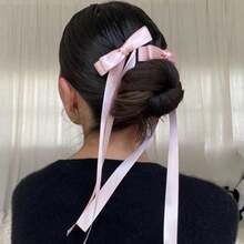 2 Pcs Ballet Style Long Ribbon Bow Hair Clip, Fashionable And Cute Women Hair Accessory, Suitable For Daily Wear On Any Occasion Valentine's Day Valentines Hair Accessories For Women Claw Clips Hair Claws Hair Barrettes, School Stuff, Elegant, College, Winter Outfit For Women, Bows - Nhiều màu - Xem 3