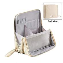 1Piece Upright Cosmetic Bag, Large Capacity, Stylish And Portable Travel Cosmetic Organizer, Compartmentalized Toiletry Bag/Makeup Bag, Wide-Opening Office Desk Organizer/Pencil Case.