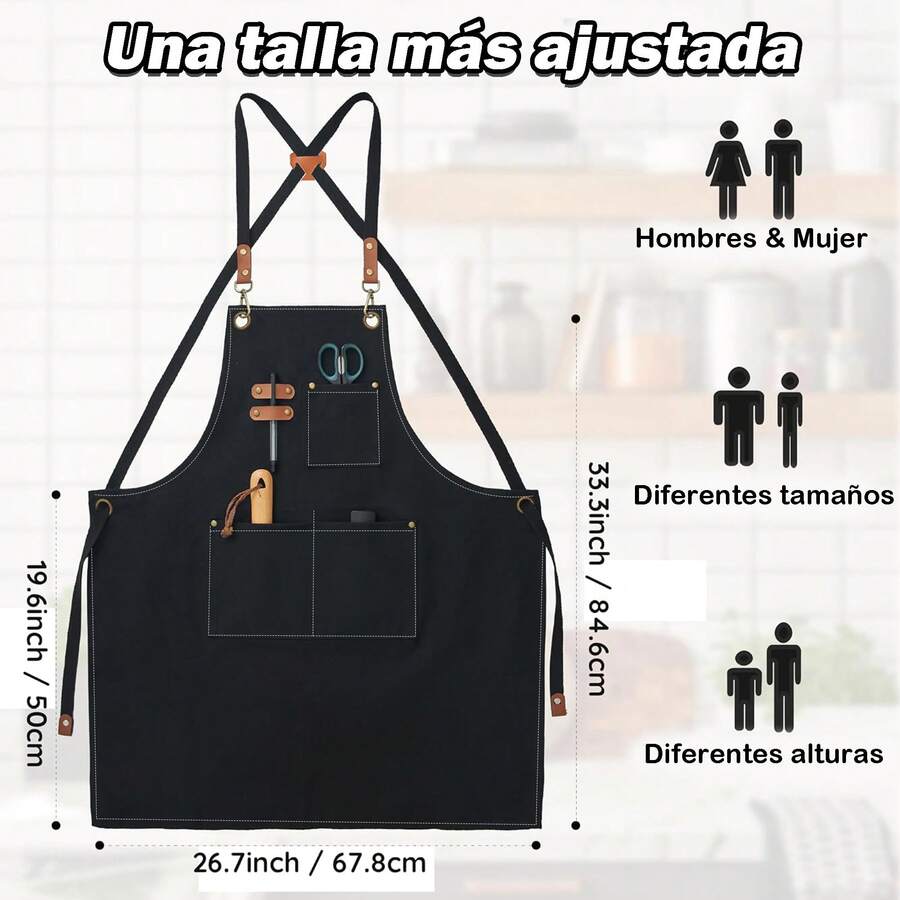 1 pieza delantal de cocina ajustable multiusos para chef - Azul - Ver 1