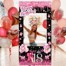 1 pieza Marco de fotos de color oro rosa para fiesta de cumpleaños, Marco de fotos de feliz cumpleaños, Decoración de cumpleaños, Fondo fotográfico para fiesta, Accesorio y decoración de fotomatón para interior/exterior - Multicolor - Ver 12