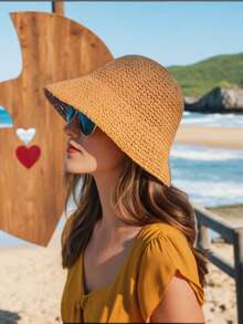 Women's Foldable Straw Bucket Hat | Beach Sun Hat | Boho Handwoven UPF50+ Travel Cap - Lightweight Breathable Summer Hat (Windproof/Breathable/Perfect For Vacation) 6 Color Options - Hat - View 14