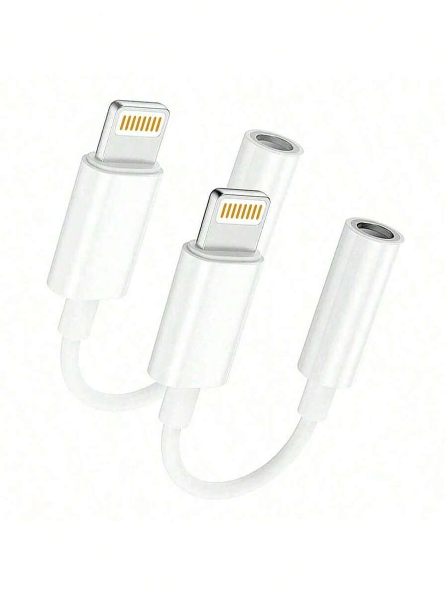 3.5mm耳机插孔适配器，辅助音频适配器，兼容 14 Pro Max/14 Pro/14 Plus/14/13/12/11/XS/XR/8/7/6系列 - 白色 - 查看 1