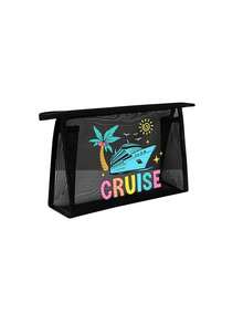 1/2个装 Cruise Life 图案字母印花网眼手提袋，收纳袋，洗漱包，大容量手提包，送给女孩的礼物，母亲节礼物，可折叠收纳袋，适合存放个人旅行化妆品，旅行洗漱包，生日礼物，旅行化妆工具收纳，教师节礼物，送给爱人的礼物，生日礼物，旅行必备，宿舍必备，满足日常旅行需求 - 彩色 - 查看 15