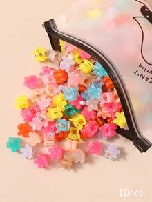 10/30/50pcs Colorful Jelly Flower Small Hair Claw Ponytail Clips Cute Princess Hair Clips Hair Accessories (Random Color) Elegant Claw Clips - Multicolor - View 6