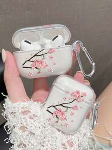 Transparent Cherry Blossom Protective Case Compatible With Apple 2/1, Soft Silicone Full Body Anti-Drop Cover For AirPods Pro 2/3/4 - Red - View 1