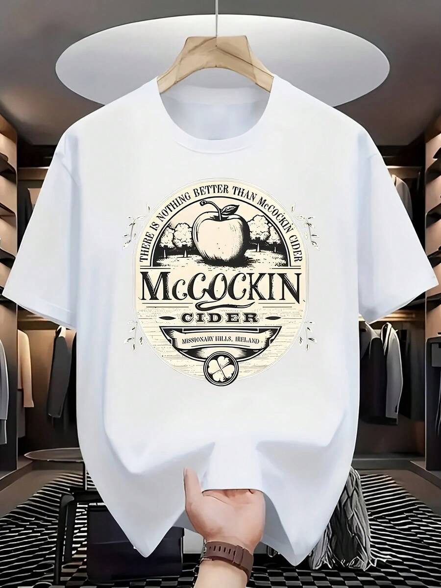 Camiseta de Hombre Elegante de Manga Corta con Estampados - Negro - Ver 1