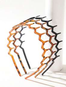 3pcs Wavy Toothed Headbands, Simple Non-Slip Hair Bands, Leopard Print Multi-Color, Suitable For Men And Women Hair Care, Hair Hoop ,Hairband For Women Hair Accessories - 3件裝 多色 - 查看 1