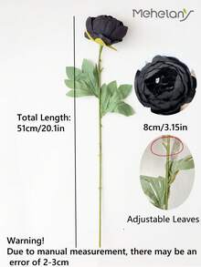 MEHELANY 5/2/1件 20.1英寸人造牡丹花，塑料花茎，复古黑色牡丹人造花，丝绸仿真花束，适合房间装饰、家居桌面花瓶、DIY婚礼、派对中心装饰、万圣节、感恩节、亡灵节仿真花家居装饰 - 黑色 - 查看 8