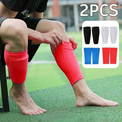 1/2pcs Football Leg Sleeves For Adults - Breathable Double-Layer Compression With Pockets, Soft Elastic Sports Knee Warmers For Soccer Training & Casual Wear, Multi-Color Options, Leg Sleeve Football, Sleek Sporty Design, Elastic Fabric, Athletic Performance, Modern Athletic, Comfortable Fit, Active Lifestyle
