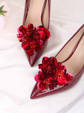 2pcs Detachable DIY Shoe Accessories, Faux Fish Scale Decorative Triangle Shaped Fashion Elegant Luxury High Heel Shoes Holes Decor, Suitable For Women's High Heels, Sandals, Pumps In Apricot, Pink, Champagne, Black, White, Orange