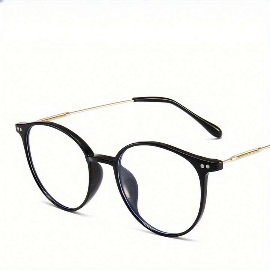 1 Piece Women's Korean Style New Retro Lightweight Fashion Eyewear Ideal Mother's Day 2026 Gift For Mom Best Mom Sentimental Thank You Gift For Grandma Mum Unique Heartfelt Surprise Mother's Day Accessories Oval Frame Mi Nail Design Plain Glasses For Bare Face Daily Wear - 亮黑色 - 查看 1