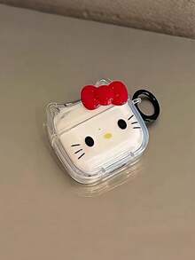 SANRIO 三丽鸥Hello Kitty专业耳机保护套 - 可爱透明保护套，饰有红色蝴蝶结和爱心图案 - 彩色 - 查看 6
