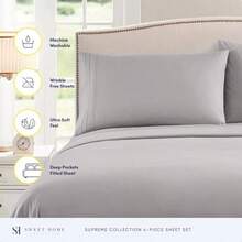 Sweet Home Collection Juego de Ropa de Cama de Microfibra cepillada de Calidad egipcia Suave de 1800 Hilos, 2 Fundas de Almohada, Extra King,(EXTRA DEEP pocket - Cal King Plata) - Multicolor - Ver 2