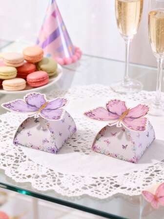 10个镂空蝴蝶翅膀糖果盒，派对装饰用品，生日派对装饰，婚礼回礼