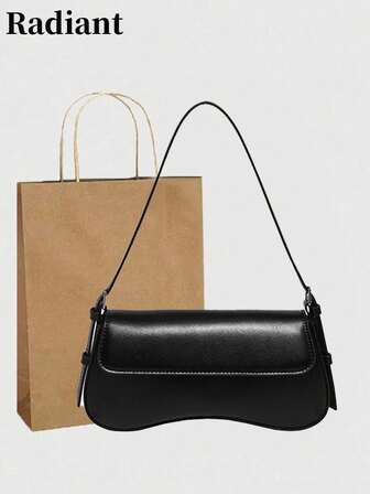 Nuevo bolso cruzado de mujer de estilo español, bolso de hombro plegable, bolso de moda informal a juego, bolso de sobaco simple de piel patentada (no incluye bolsa de regalo)