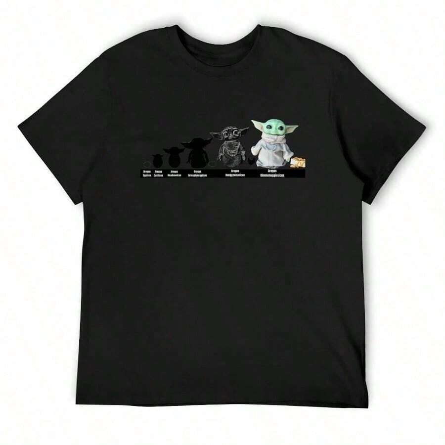 Grogu Evolution T-Shirt Anime Tshirt Oversize T-Shirts Man New Gifts And T-Shirts Heavy Weight T Shirts For Men - 黑色 - 查看 1