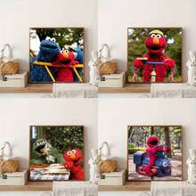 Sesame Street 芝麻街 - 艾摩/大鸟/甜饼怪/伯特/厄尼/5D钻石画套装,适合初学者和成人。钻石点画套装,宝石艺术卡通画,时尚DIY手工艺品,钻石画艺术品,家居墙面装饰,适合家居装饰,生日礼物 - 彩色 - 查看 5