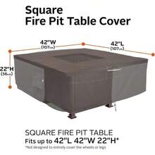Classic Accessories Ravenna - Funda Cuadrada para Mesa de Hoguera de 42 Pulgadas Resistente al Agua - Marrntopo - Ver 3